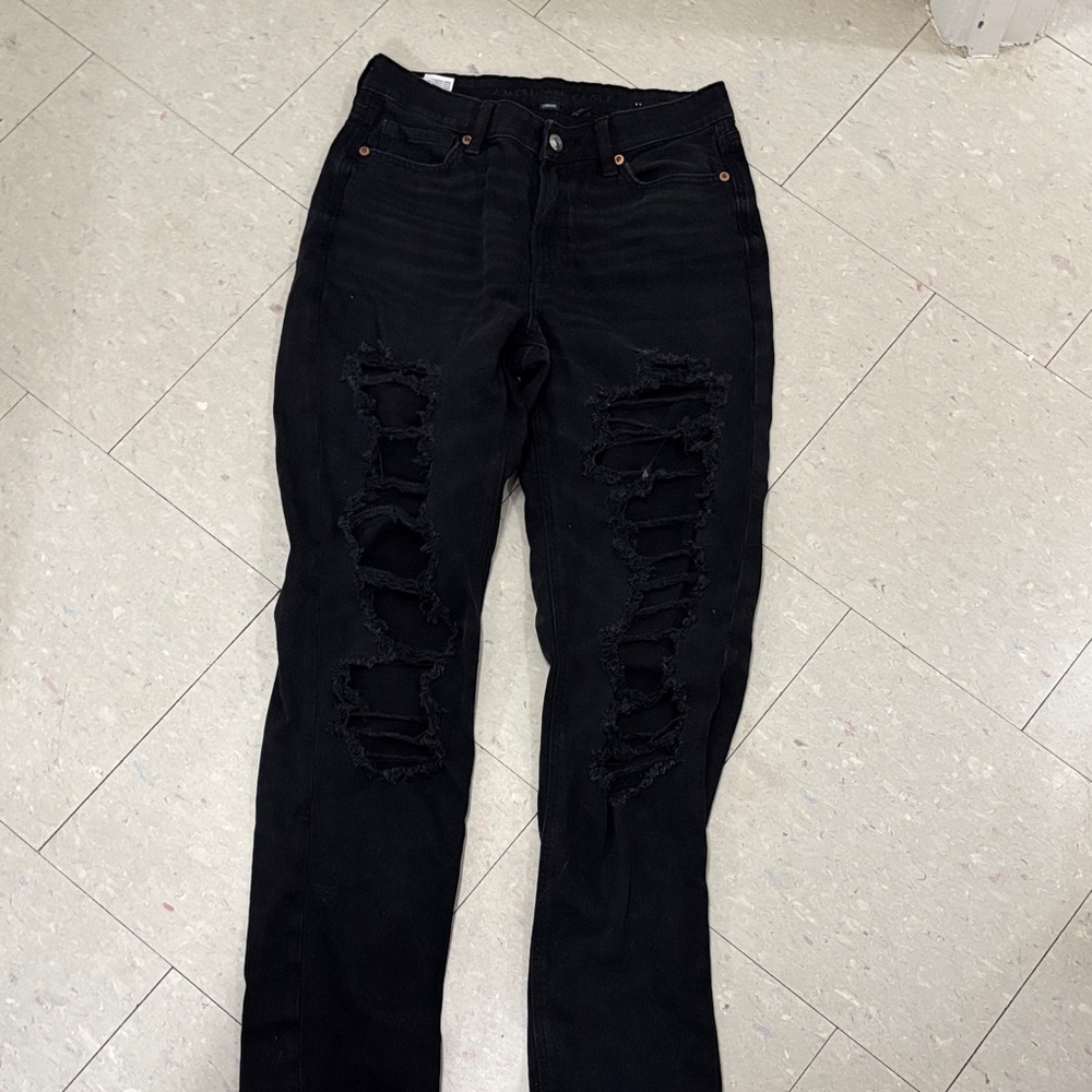 American Eagle Outfitters Black Distressed Skinny Jeans